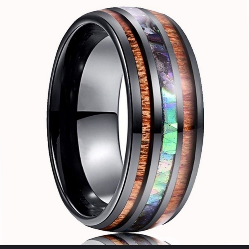 Black Abalone & Koa Wood Ring